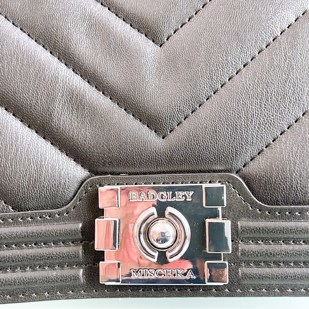 Badgley Mischka Gray Quilted Clutch